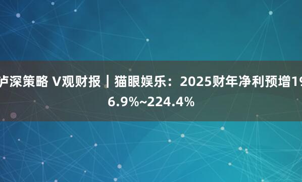 泸深策略 V观财报｜猫眼娱乐：2025财年净利预增196.9%~224.4%
